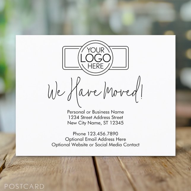 New Address Change with Business Logo Postcard (Custom New Address Postcard for a Business that is moving)