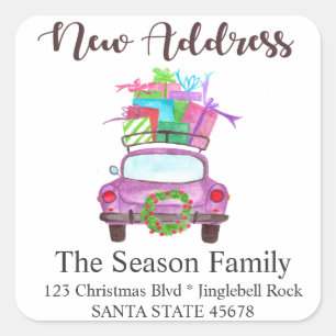 New Address Christmas Car Envelope seal