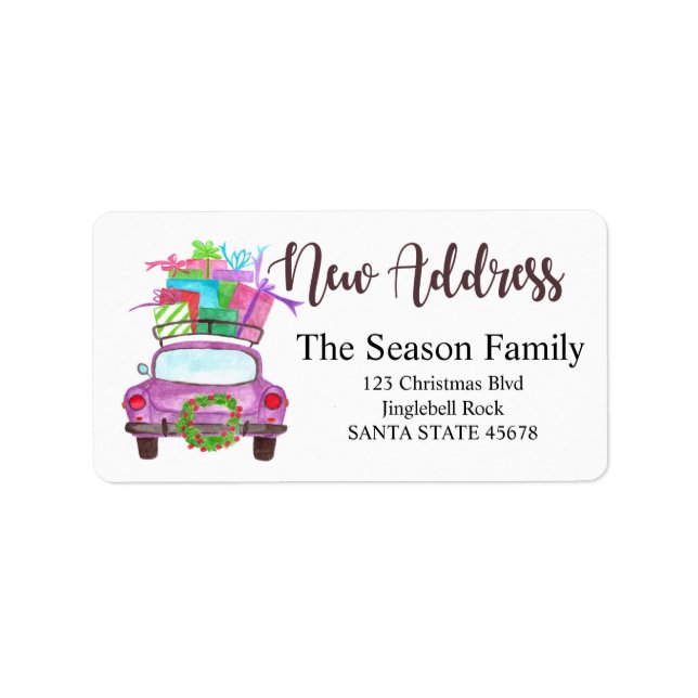 New Address Christmas Car label (Front)