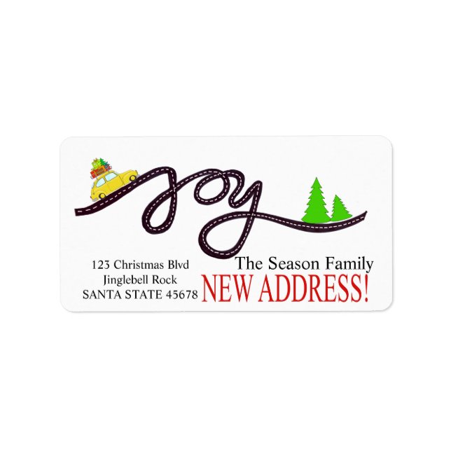 New Address  Christmas Car label (Front)