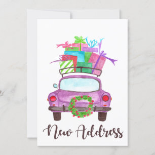 New address Classic Christmas Car Invitation
