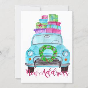 New address Classic Christmas Car Invitation
