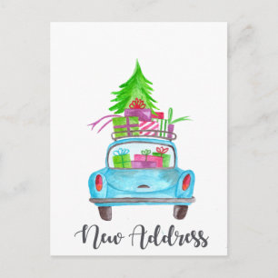 New address Classic Christmas Car Postcard
