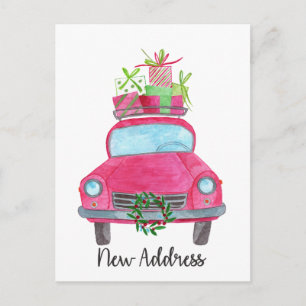 New address Classic Christmas Car Postcard