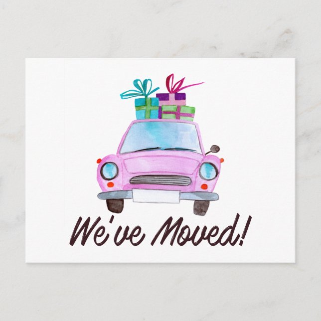 New address Classic Christmas Car Postcard (Front)