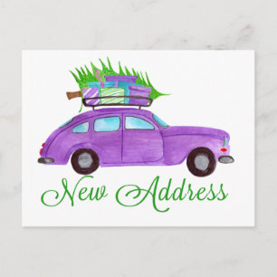 New address Classic Christmas Car Postcard