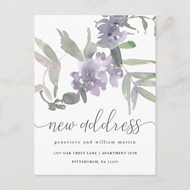New Address Delicate Floral Change of Address Announcement Postcard (Front)