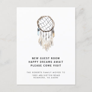New Address Dreamcatcher Crystals Feathers Moving Announcement Postcard