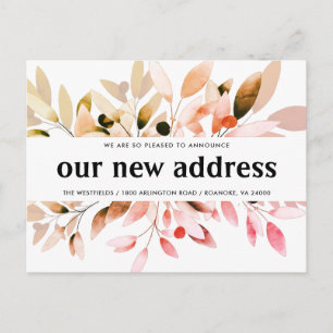 New Address Fall Colours Floral Moving Announcement Postcard