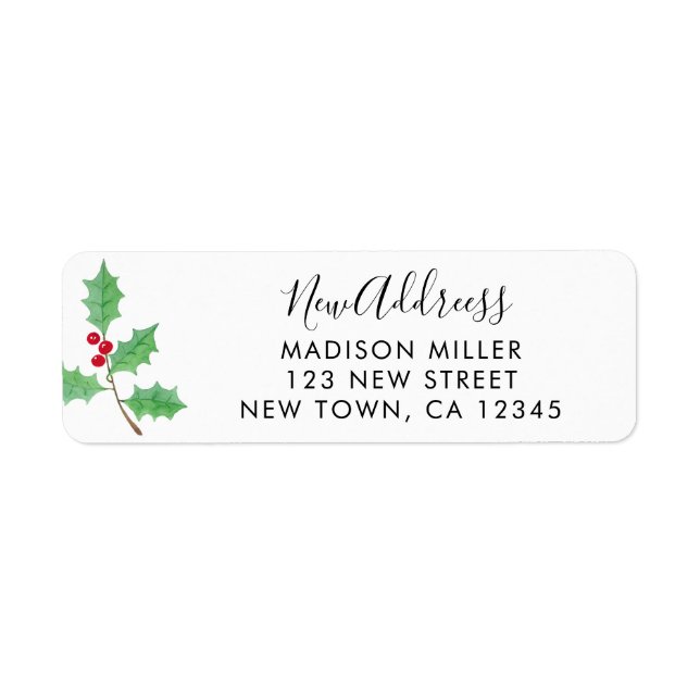 New Address Festive Holly Return Address (Front)