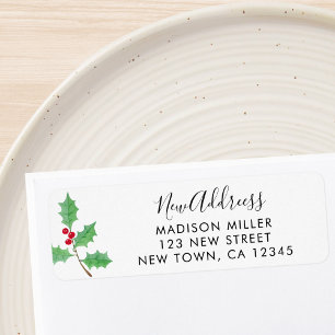 New Address Festive Holly Return Address
