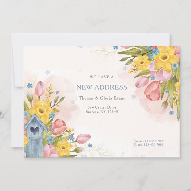 New Address Floral Announcement (Front)