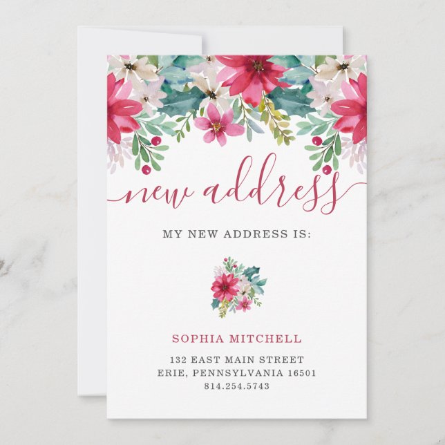 New Address | Floral Holiday Moving Announcement (Front)