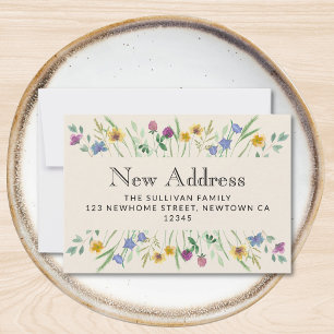 New Address Floral Moving Announcement Mini Card