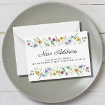New Address Floral Moving Announcement Mini Card<br><div class="desc">Please note that this card is small 3.5" x 2.5" and unsuitable for mailing. If you want to mail it please change the size to 3.5 x 5 or larger. This botanical New Address announcement card is decorated with delicate watercolor flowers and foliage in pastel shades and stylish script typography....</div>