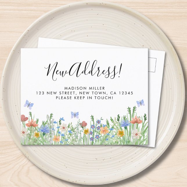 New Address Floral Moving  Announcement Postcard (Creator Uploaded)
