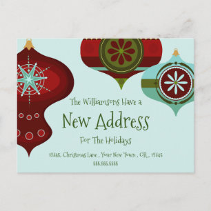 New Address For the Holidays Retro Christmas Postcard