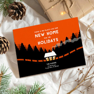 New Address for the Holidays with retro pine trees Card