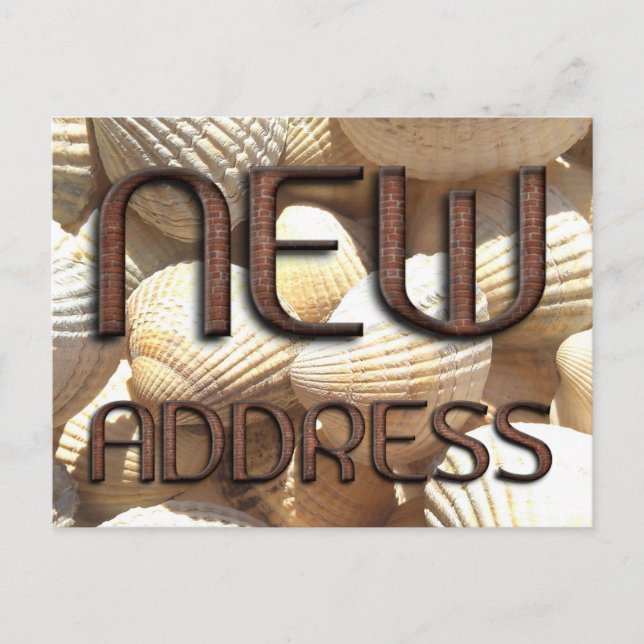 New Address Funny Stone Bricks Typography Shells Announcement Postcard (Front)