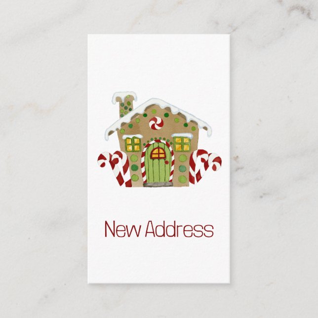 New Address Gingerbread House Enclosure Card (Front)