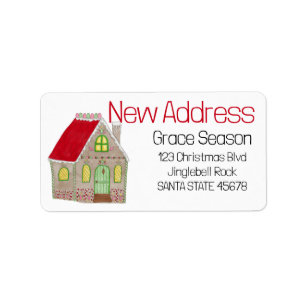 New Address Gingerbread House Label