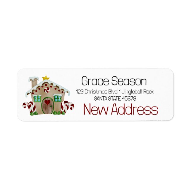 New Address Gingerbread House Label (Front)