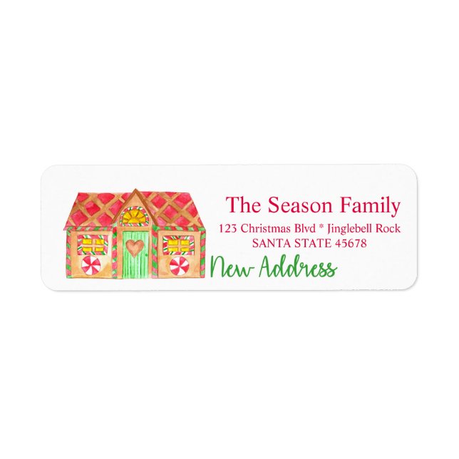 New Address Gingerbread House label (Front)