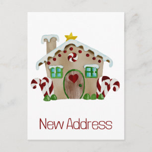 New Address  Gingerbread House Postcard