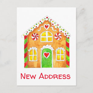 New Address  Gingerbread House Postcard