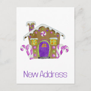 New Address  Gingerbread House Postcard