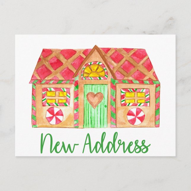 New Address  Gingerbread House Postcard (Front)