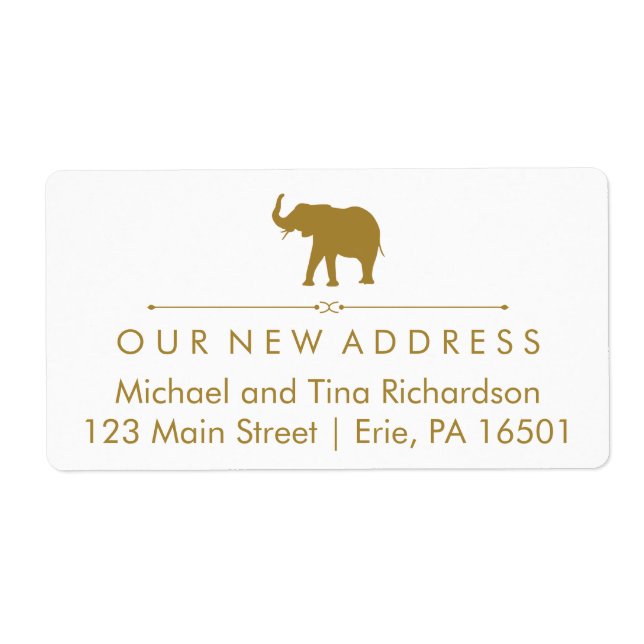 New Address Glam White and Gold Elephant (Front)