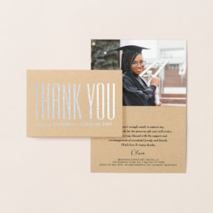 New Address Graduation Thank You Photo Modern Foil Card