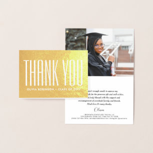 New Address Graduation Thank You Photo Modern Gold Foil Card