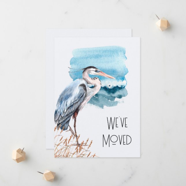 New Address Great Blue Heron Waterfront Moving Announcement (Front/Back In Situ)