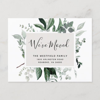 New Address Green Eucalyptus Botanical Moving Announcement Postcard