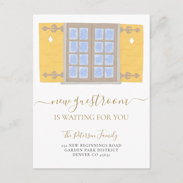 New address guest room modern moving announcement postcard (Front)