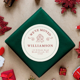 New Address Holiday Christmas Red Gingerbread Classic Round Sticker