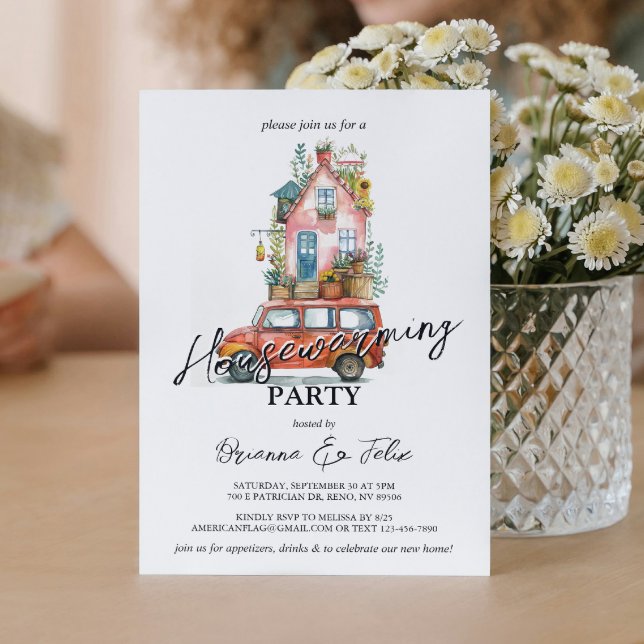 New Address I Car Moving Home House Warming Party Invitation (Creator Uploaded)