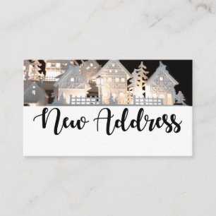 New Address Illuminated Christmas Houses Enclosure Card