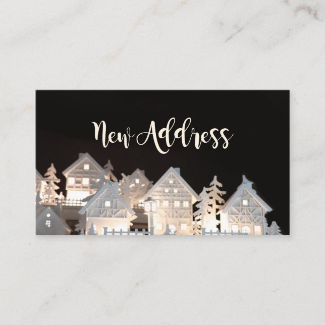 New Address  Illuminated Christmas Houses Enclosure Card (Front)