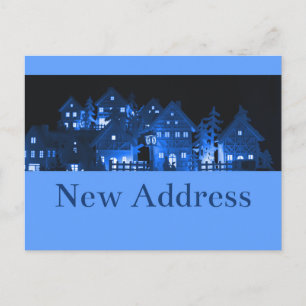 New Address Illuminated Christmas Houses Postcard