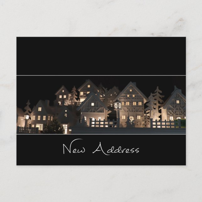 New Address  Illuminated Christmas Houses Postcard (Front)