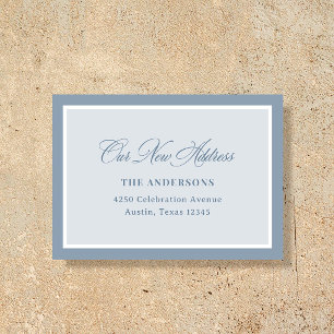 New Address Insert Classic Dusty Blue Calligraphy