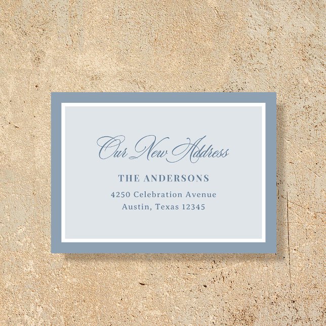 New Address Insert Classic Dusty Blue Calligraphy (Creator Uploaded)