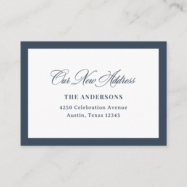 New Address Insert | Classic Navy Blue Calligraphy (Front)
