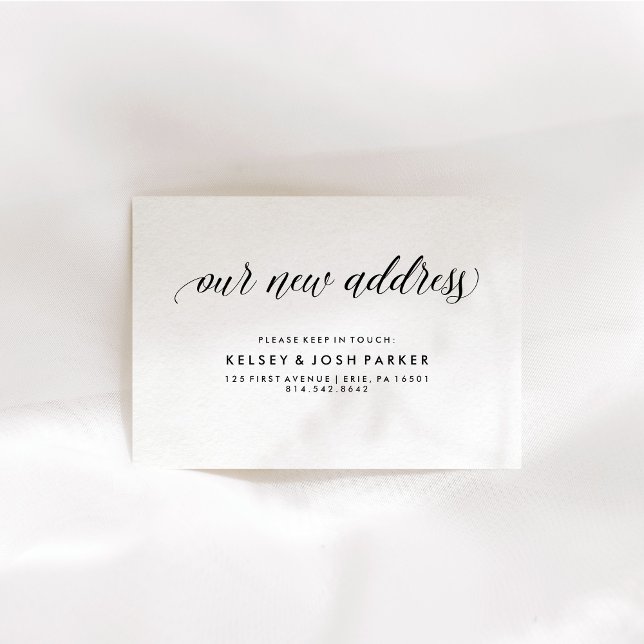 New Address Insert | Modern Elegant Typography (An elegant, black and white new address insert card)