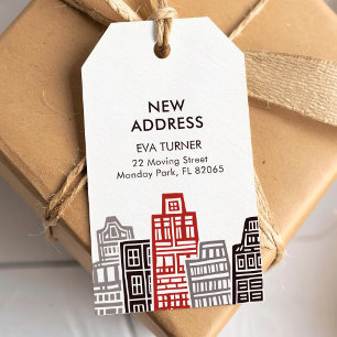 New Address label with Red & Black Buildings 