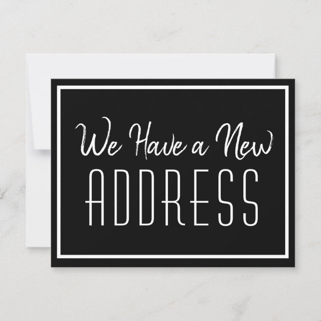 New Address Minimalist Black White Business Announcement (Front)