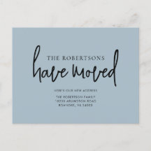 New Address Modern Calligraphy Dusty Blue Moving